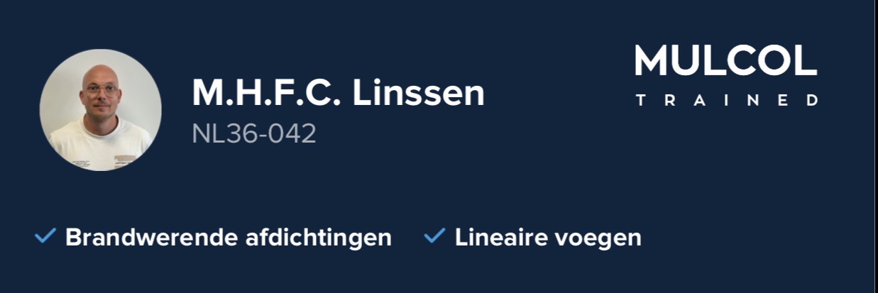 Mulcol Trained certificaat: brandwerende afdichtingen en lineaire voegen